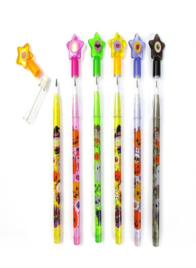 TINYMILLS Halloween Stackable Pencils for Kids - 24 Pack Cute Pumpkin, Ghost & Bat Designs Fun Non-Candy Classroom Prizes, Trick or Treat Party Favors, School Supplies & Goodie Bag Fillers - Image 5